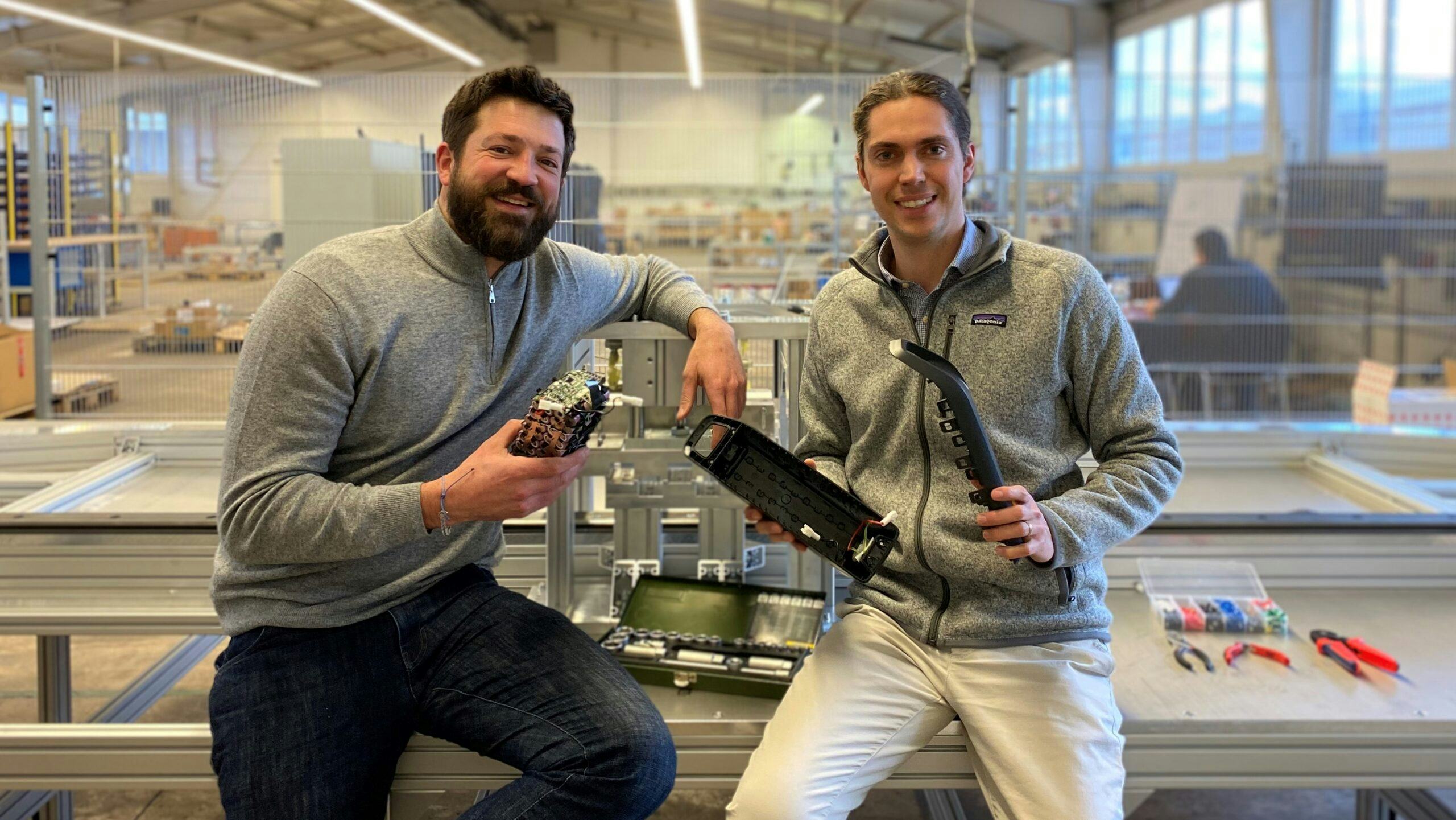 Circu Li-ion founders Antoine Welter, left, and Xavier Kohll, right, aim to fight the climate crisis by maximising the lifecycle of each lithium-ion cell in e-bike battery packs. - Photo Circu Li-ion