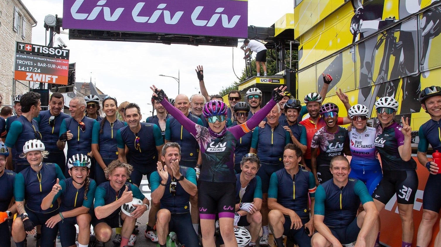 Liv founder and Giant Group Chairperson Bonnie Tu joined the tour version of the Le Tour de France Femmes. “It was really important to show my commitment to women’s cycling,” said Tu. – Photo Giant