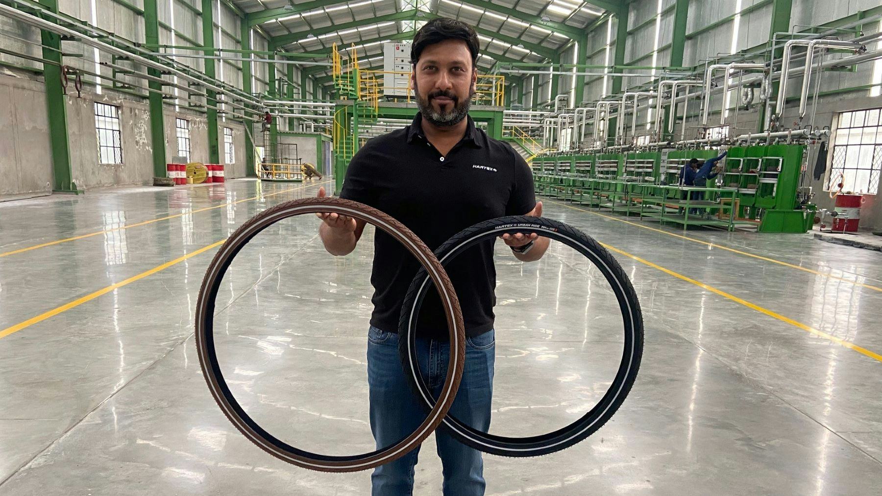 Varun Sureka, Director of Hartex Rubber in the new tube site in Ludhiana. - Photo Satnam Singh