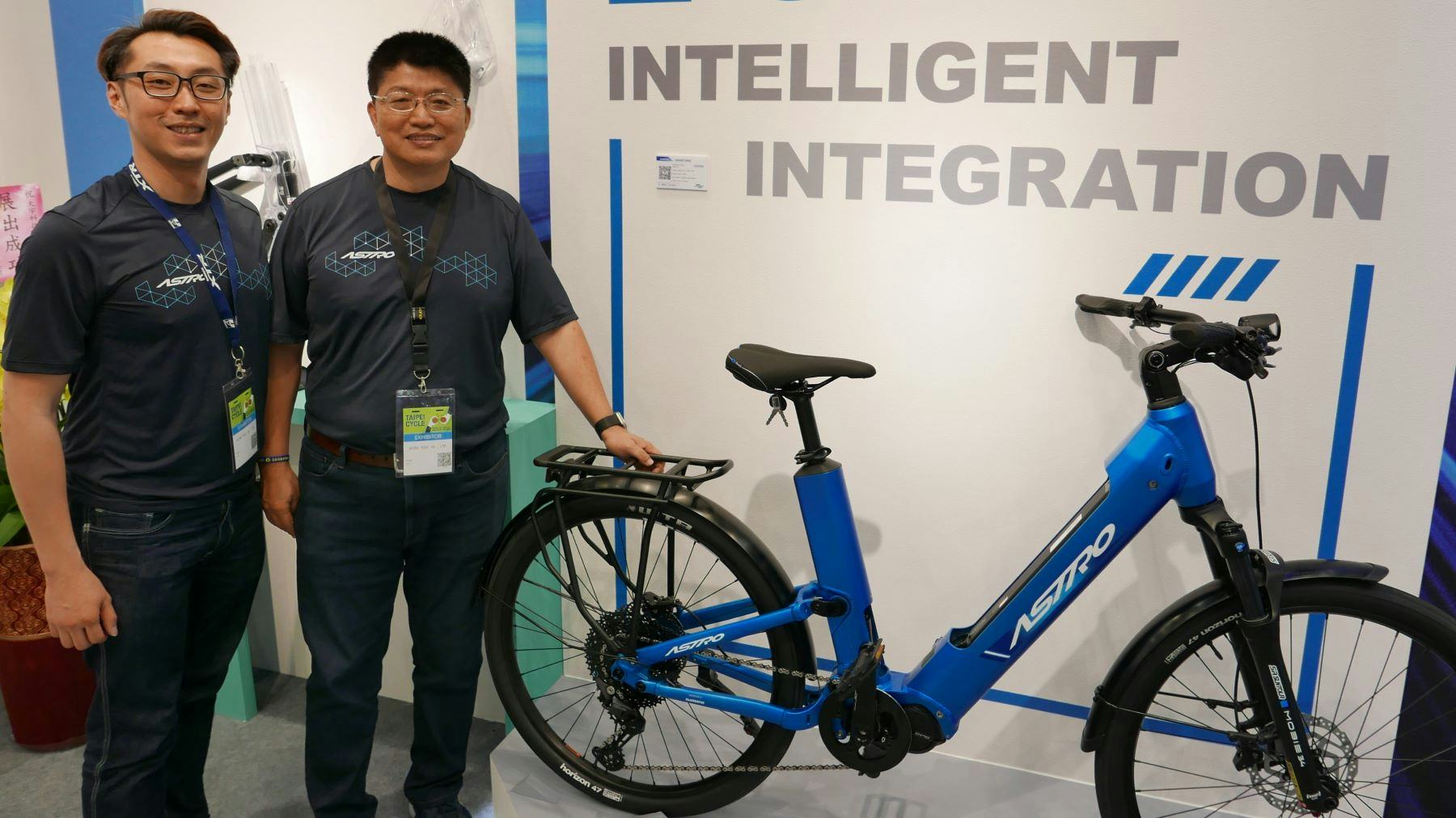 Astro Tech Associate VP-Sales Division Andy Chia-Yuan Lin (left) and General Manager Samuel Hu with their idea of a smart e-bike. – Photo Jo Beckendorff