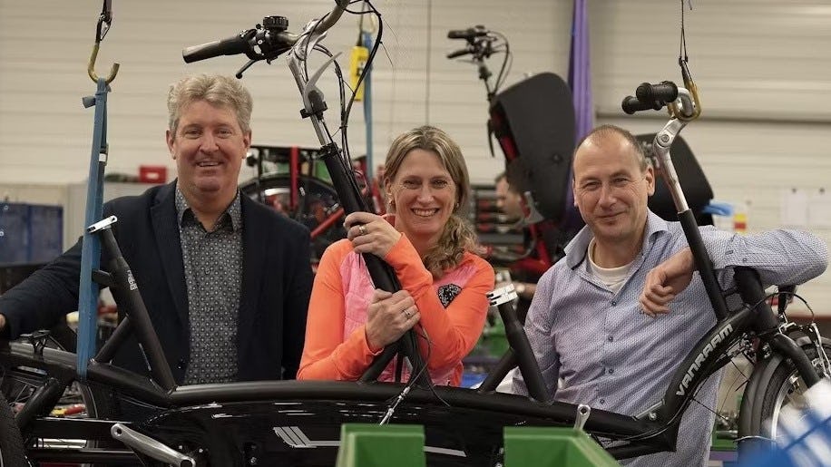 Ronald Ruesink, Marjolein Boezel and Jan-Willem Boezel of Van Raam (ltr.) have entered into a strategic partnership with Armira. – Photo Bike Europe