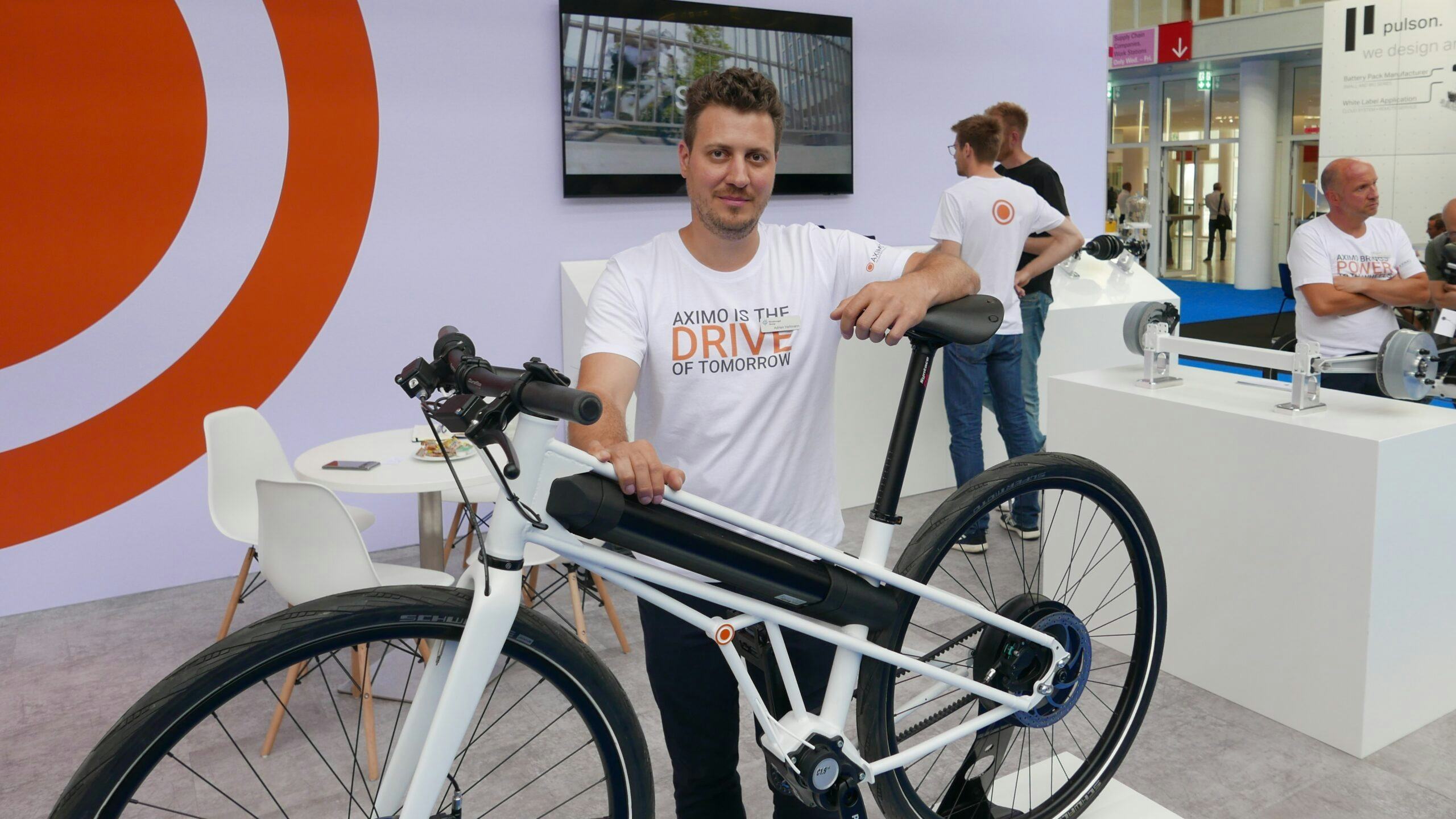 Aximo sales & marketing micromobility manager Adrian Hellmann during the company’s first independent brand appearance at Eurobike 2023. - Photo Jo Beckendorff