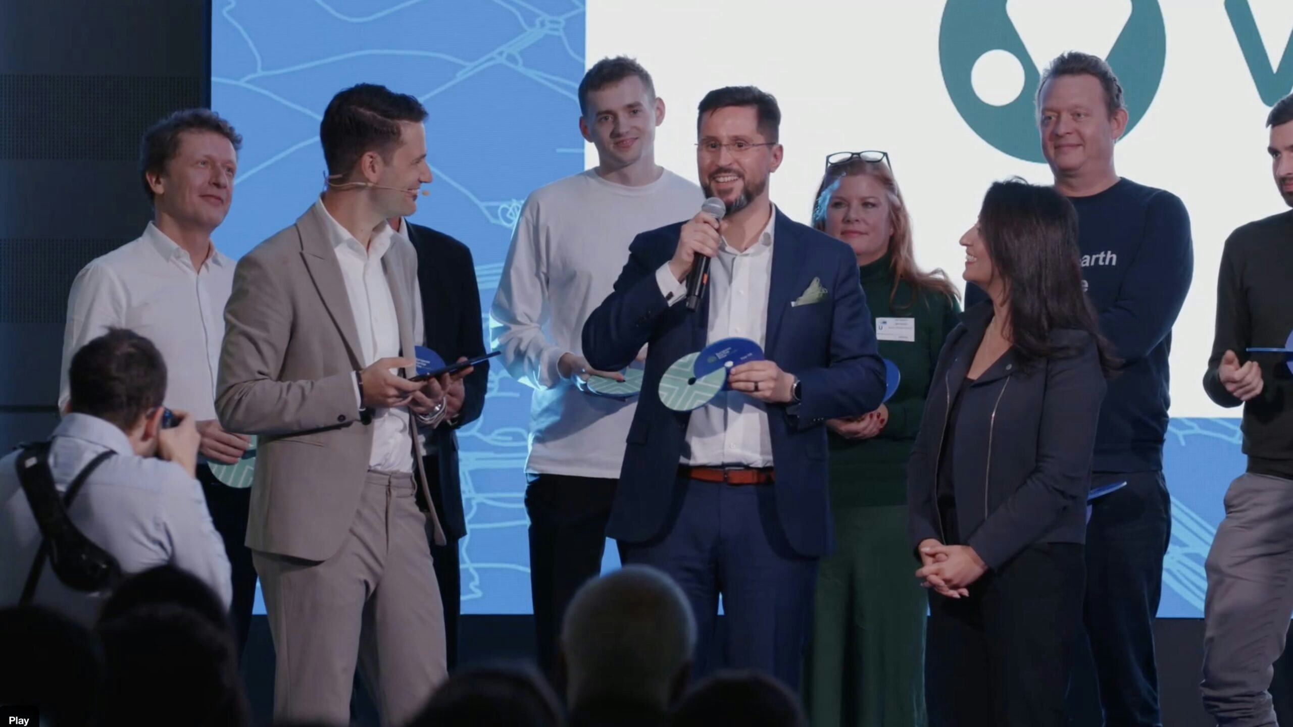 Vapaus founder Mikko Ampuja, who started the company in 2018 took to the stage to claim the gold award at the ceremony in October. – Photo Vapaus