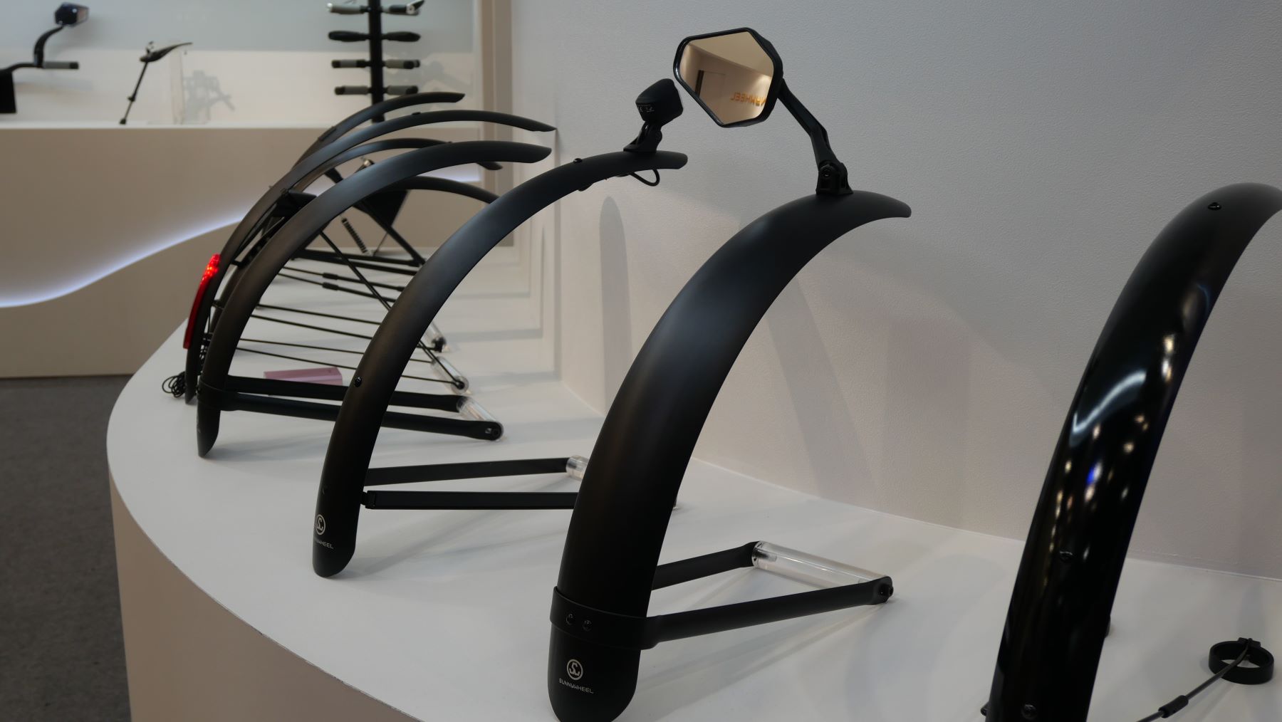 On display at Taipei Cycle show this year, Sunny Wheel has developed a mirror for cargobike fenders. – Photo Bike Europe