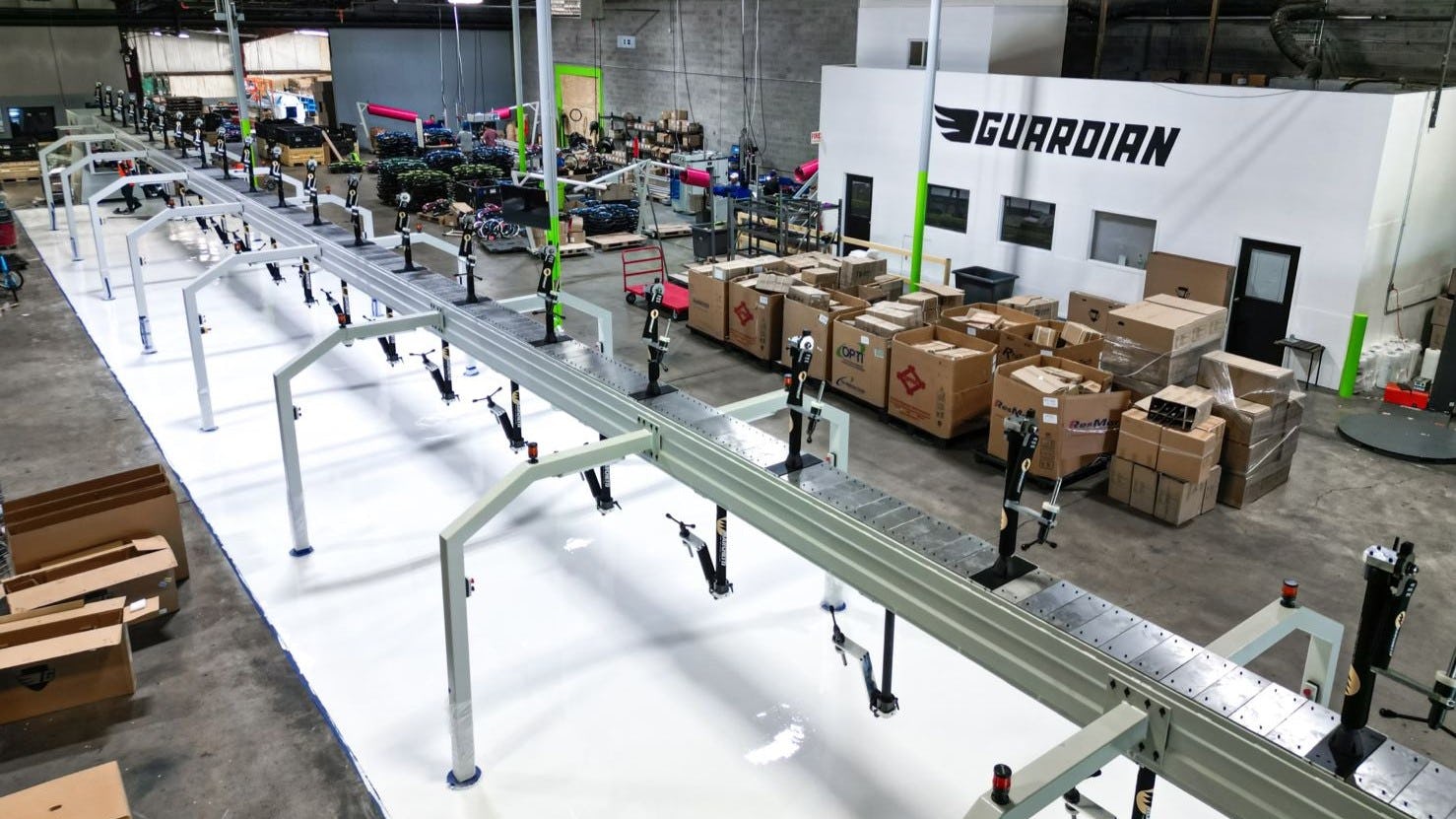The production line for the Guardian Bikes assembly plant in Seymour, Indiana. Photo - Guardian Bikes LinkedIn
