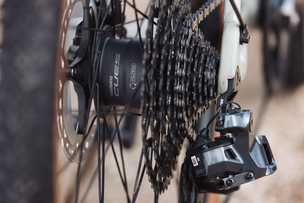 The rear hub contains a compact dynamo that generates power during the ride.