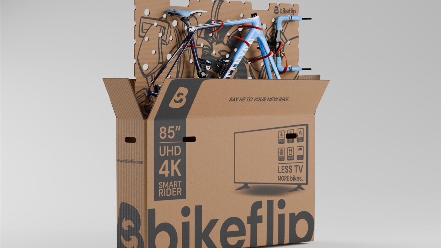“A design study of the new shipping box allowed us to reduce packaging dimensions by 16%, simplifying assembly and lowering costs.” – Photo Bikeflip 