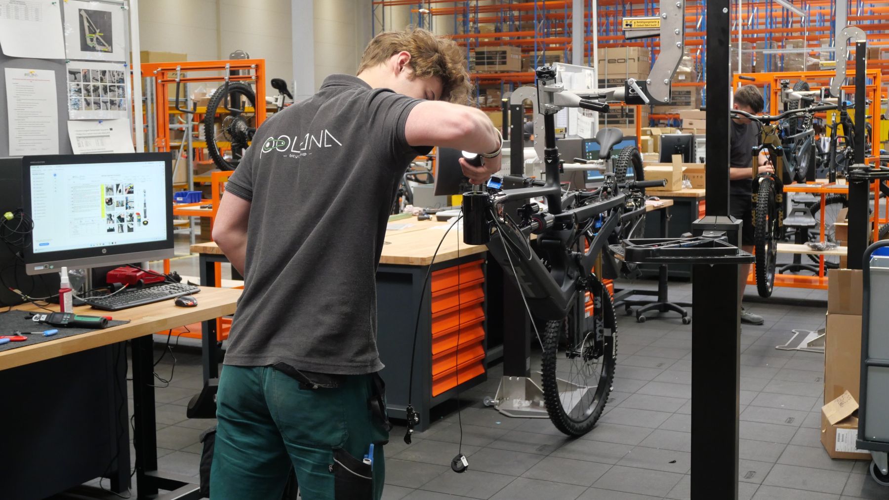 The Polana factory houses one Holland Mechanics assembly line and 12 individual stands for high-end bike assembly. – Photo Bike Europe
