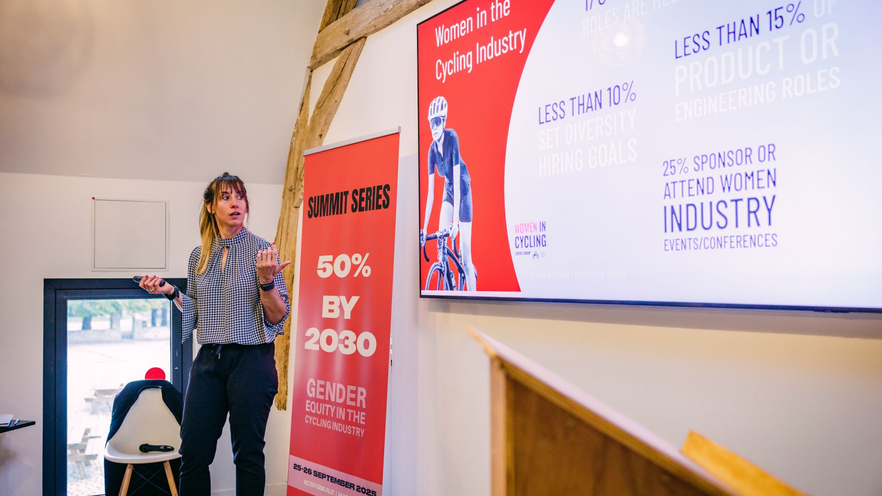 The first results of the CIE ‘Diversity in the Cycling Industry’ survey were presented by organiser April Marshke during the Summit Series on gender equity in Paris in September. – Photo Lucy Rose Johnson