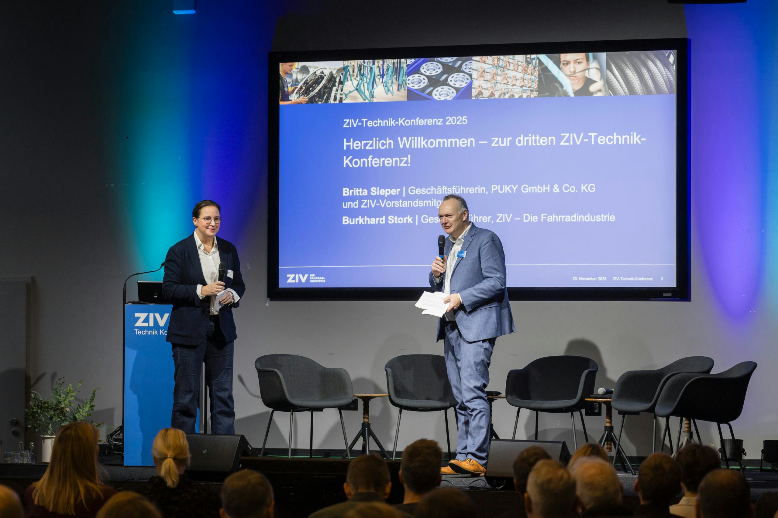 The user of tomorrow was the key topic at the recent ZIV Technology Conference, opened by Puky CEO Britta Sieper and ZIV president Burkhard Stork. – Photo Bike Europe