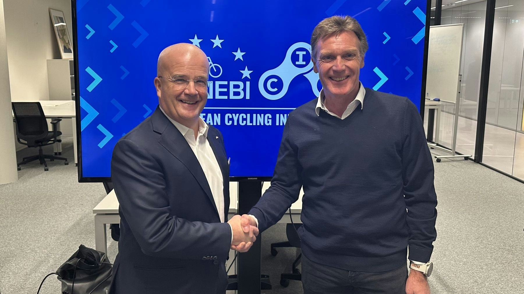 By uniting our resources, expertise, and ambitions, we are creating a stronger platform to advocate for our sector,” says ECI president Tony Grimaldi, left, pictured with newly appointed vice-president Volker Thiemann of Velo de Ville and ZIV. – Photo ECI