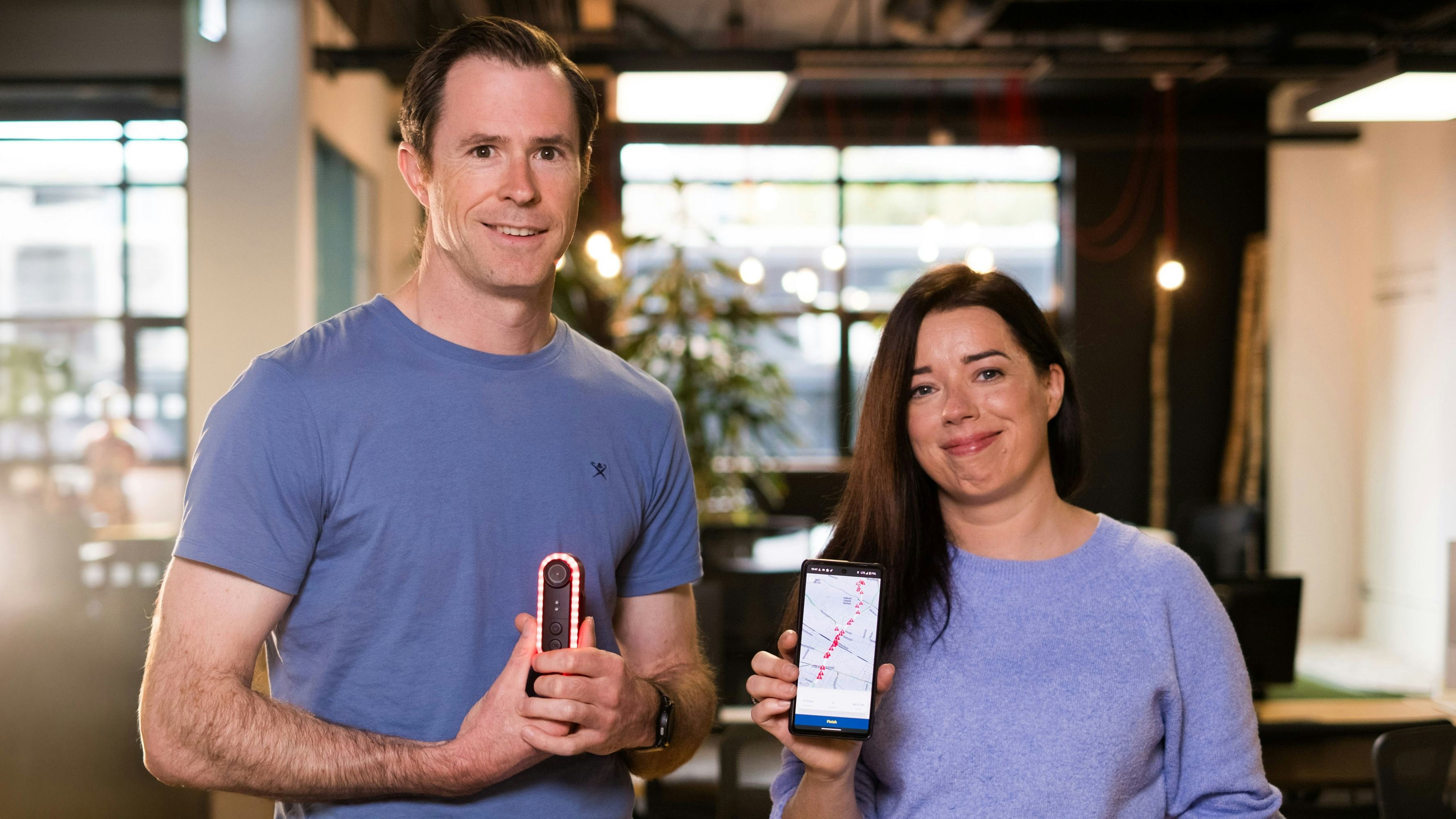 “People are open to using technology in cycling, especially for their safety,” says Andrew Fleury, CEO of Luna Systems (l.) shown together with COO Maria Diviney. – Photo Luna Systems