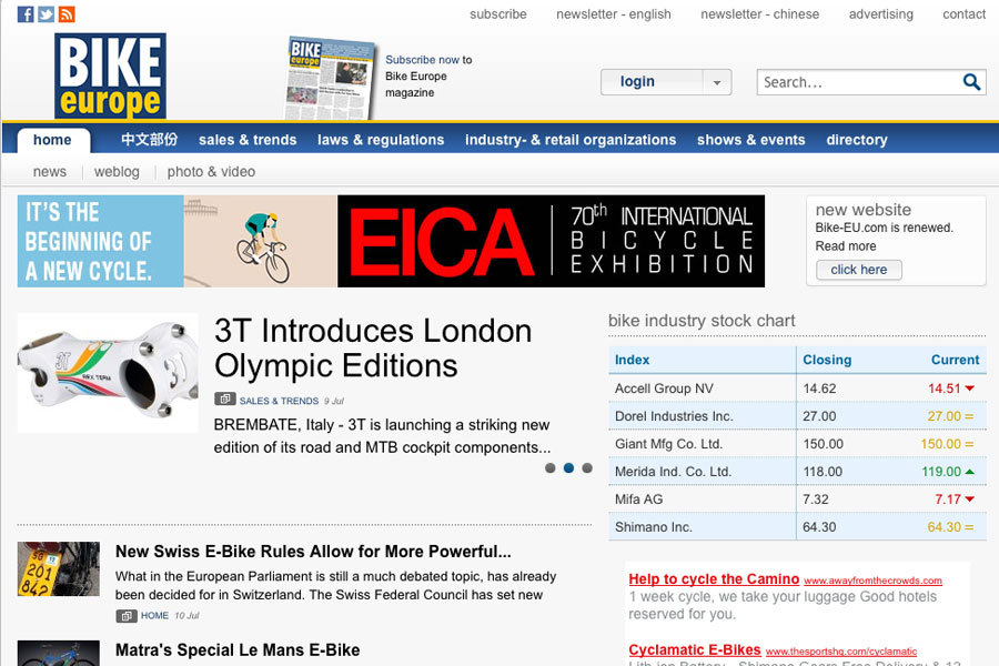 Welcome to Bike Europeâs New Website & Newsletter