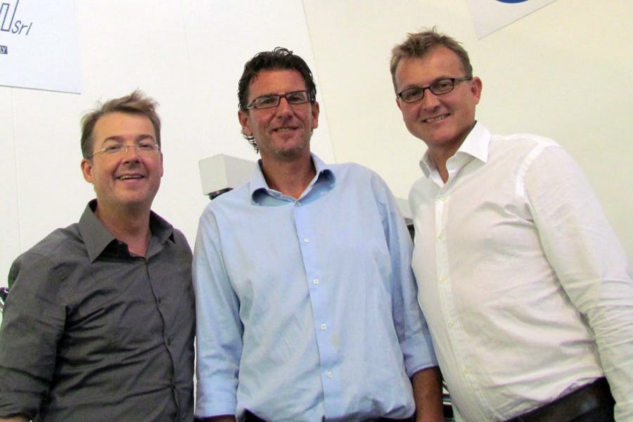 Holland Mechanics and Marchetti on the picture represented by Wouter van Doornik (left), Guido Marchetti (middle) and Maarten van Doornik announced their cooperation at Eurobike