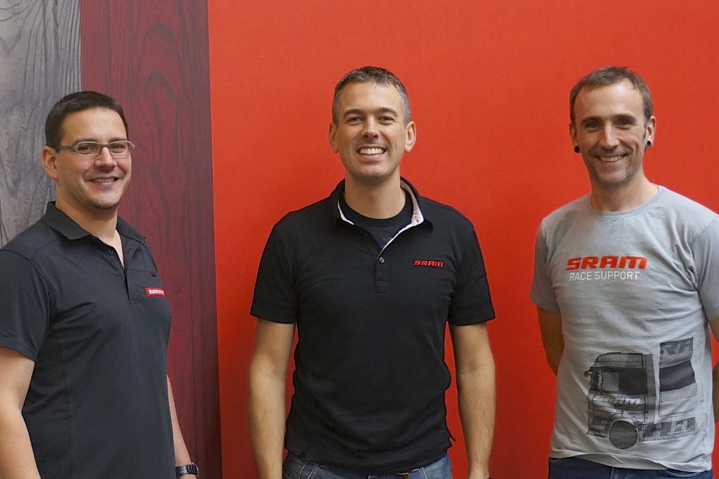 SRAM’s European marketing team: Tobias, Gaetan and Elmar (left to right).
