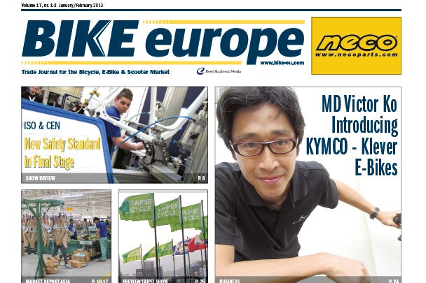 International visitors are welcomed to pick up their complimentary copy of the completely restyled Bike Europe’s January/February 2013 edition.