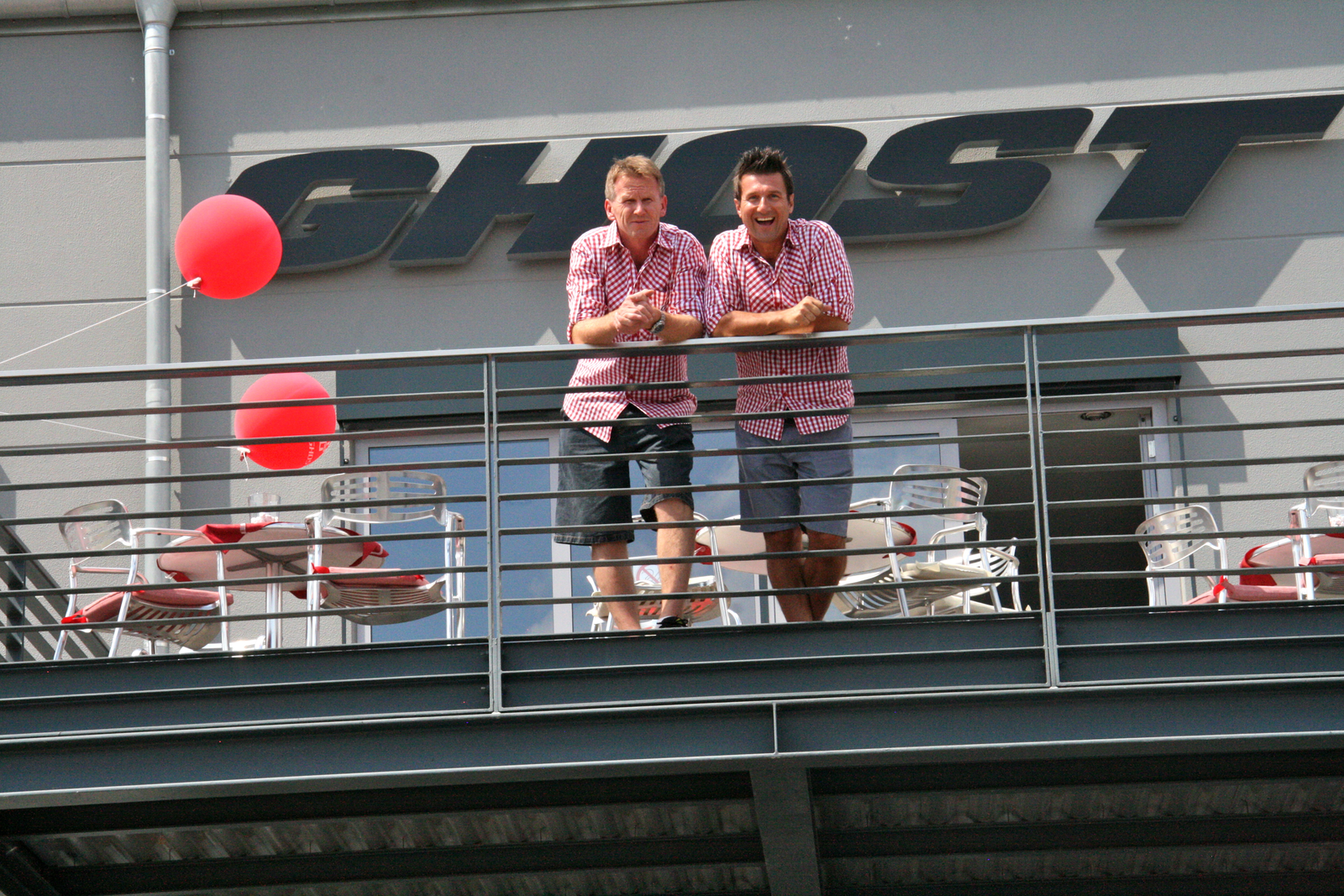 Ghost Bikes co-founder and GM Klaus Möhwald (left) with Uwe Kalliwoda at the opening of their new facility last August.