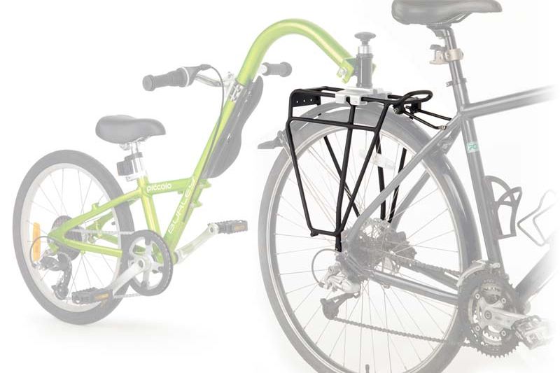 Burley has received 11 reports of the top portion of the Tailwind Rack breaking when towing a Piccolo or Kazoo trailercycle. – Photo Burley