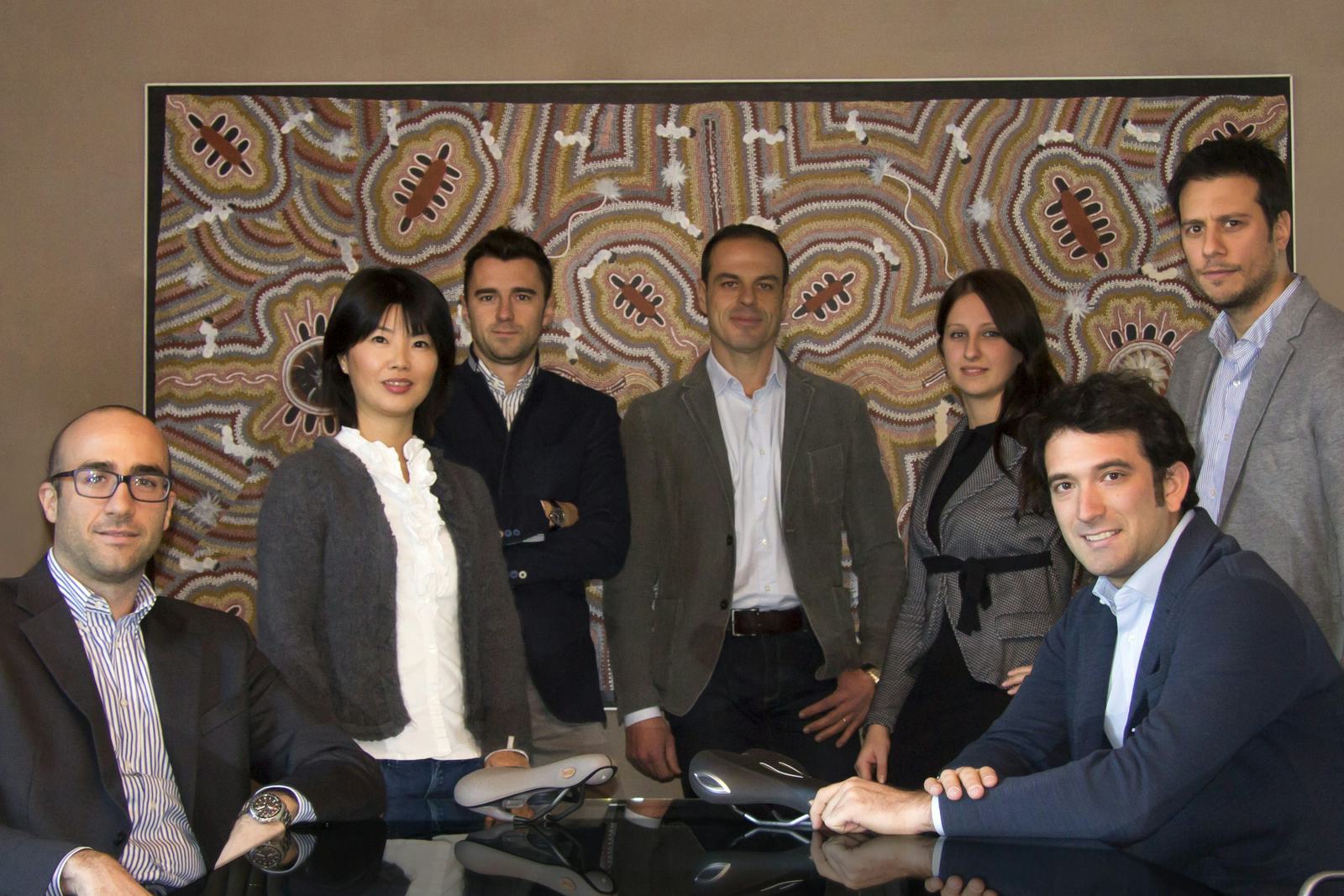 The Selle Royal support team for the Benelux market, (left to right): Alvise Sartori - Benelux AM Area Sales Manager, Jindan Li - Business Manager Private Label AM, Roberto Bucci - Brand Manager, Andrea Cecchinato - Chief Operating Officer, Monica Savio - Marketing Coordinator, Pietro Tomasella - Germany AM Area Sales Manager, Nicolò Mannoni - AM Business Unit Director. – Photo Selle Royal