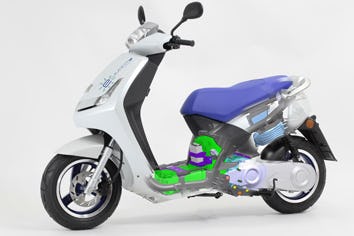 Peugeot Motorcycle was early with ambitious e-scooter activities in the form of the e-Vivacity, pictured here. – Photo Peugeot Motocycle