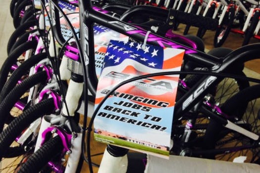 The start of bike production in the US is part of an Wal-Mart initiative to bring back manufacturing jobs to the United States. – Photo Wal-Mart, Craig Mikita