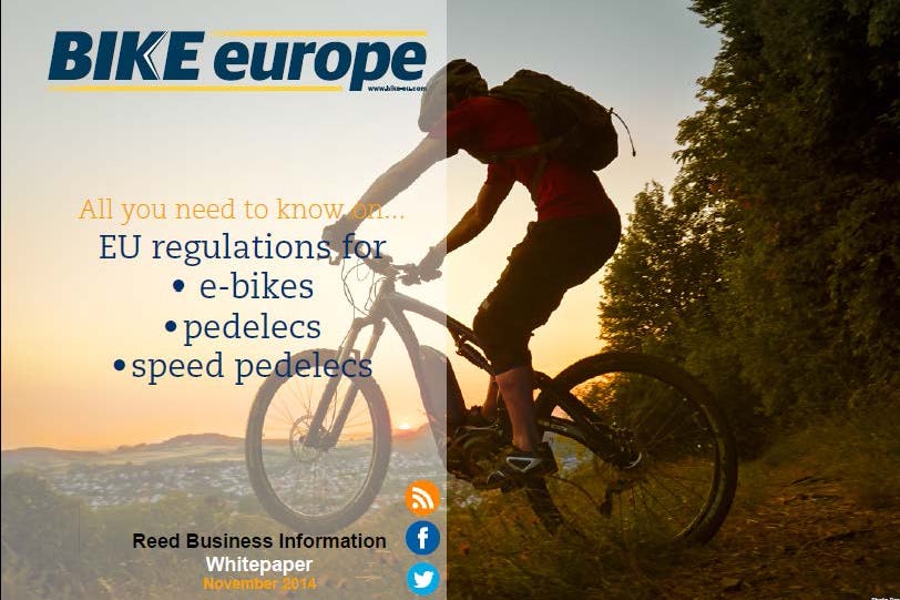 此白皮書針對您在歐盟市場設計、研發、採購、分銷和銷售電動自行車、電動輔助自行車和高速電動輔助自行車時，提供緊迫性問題之法律準則。– Photo Bike Europe/Bosch