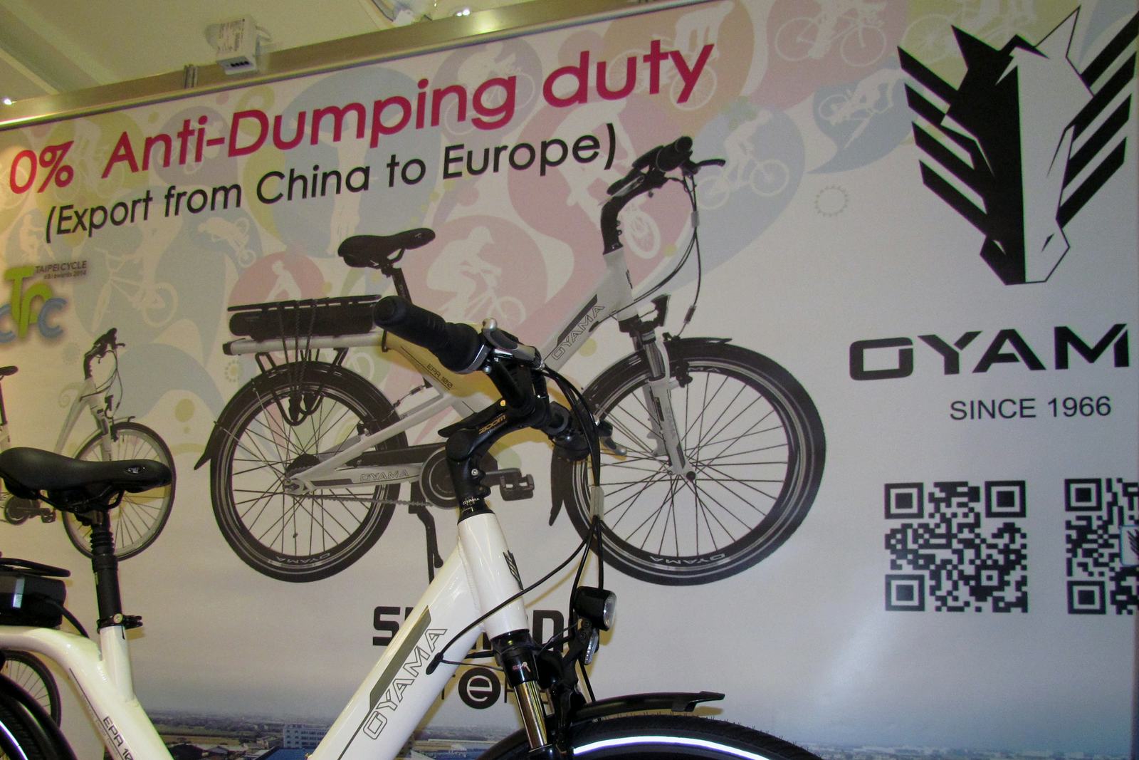 Bike manufacturers operating in China like Oyama that are exempted from anti-dumping duties were presenting their competitive advantages at Taichung Bike Week. - Photo Bike Europe