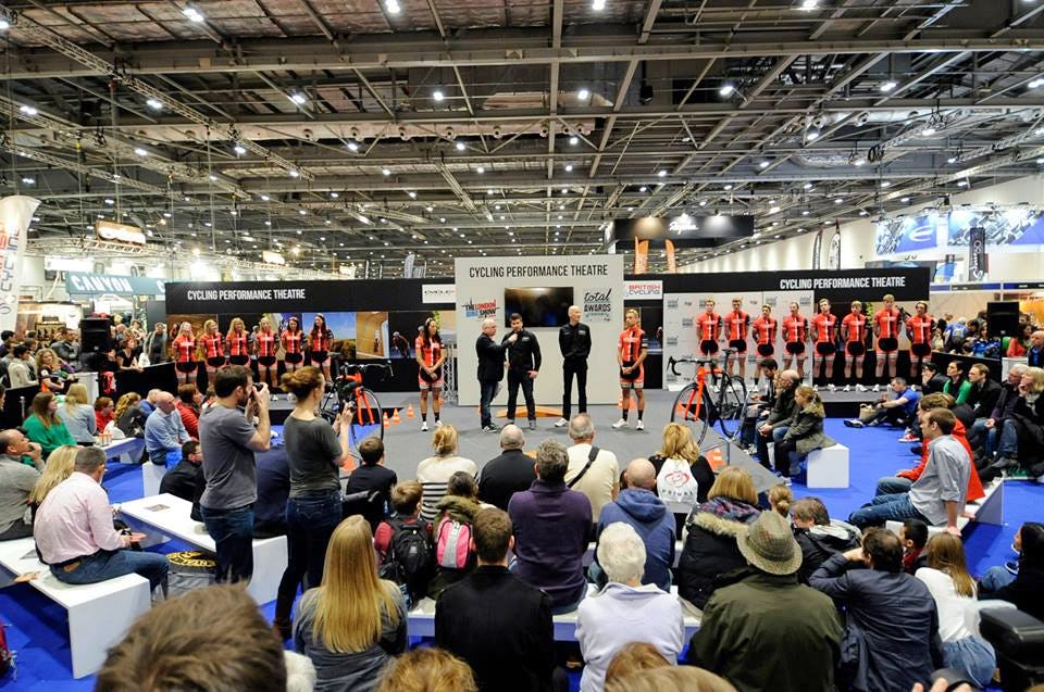 Next to over 200 exhibitors the London Bike Show hosts lots of attractions like the Cycling Performance Theatre – sponsored by British Eurosport. – Photo London Bike Show 