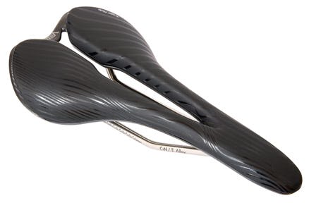 Most noticeable of the Velo Angel saddles is the unique, Y-shaped-shaped cut-out in the shell. – Photo Velo