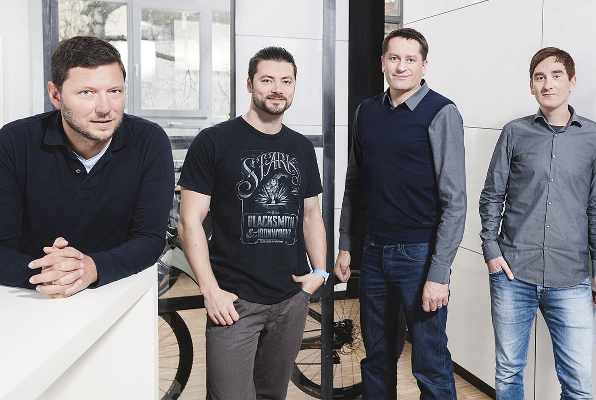 COBI創辦人 (從左到右): Andreas Gahlert、Carsten Lindstedt、Tom Acland 和 Heiko Schweickhardt。 – Photo COBI