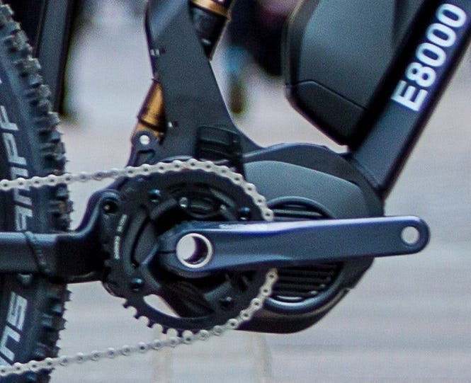 The drive unit is held in a triangle formation around the bottom bracket resulting in secure, direct and efficient power transfer from the rider to the cranks. - Photo Shimano 
