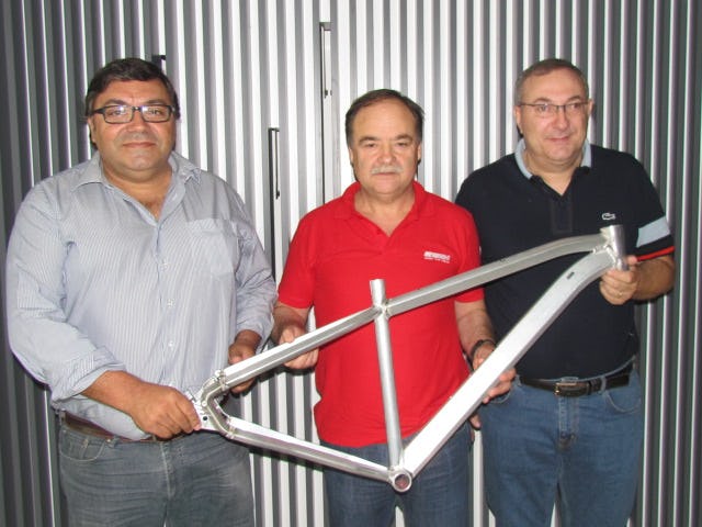 Investors in Triangle’s Cycling Equipments SA (from left) Vital Almeida (Ciclo Fapril), Armando Levi (Rodi) and João Miranda (Miranda). – Photo Bike Europe