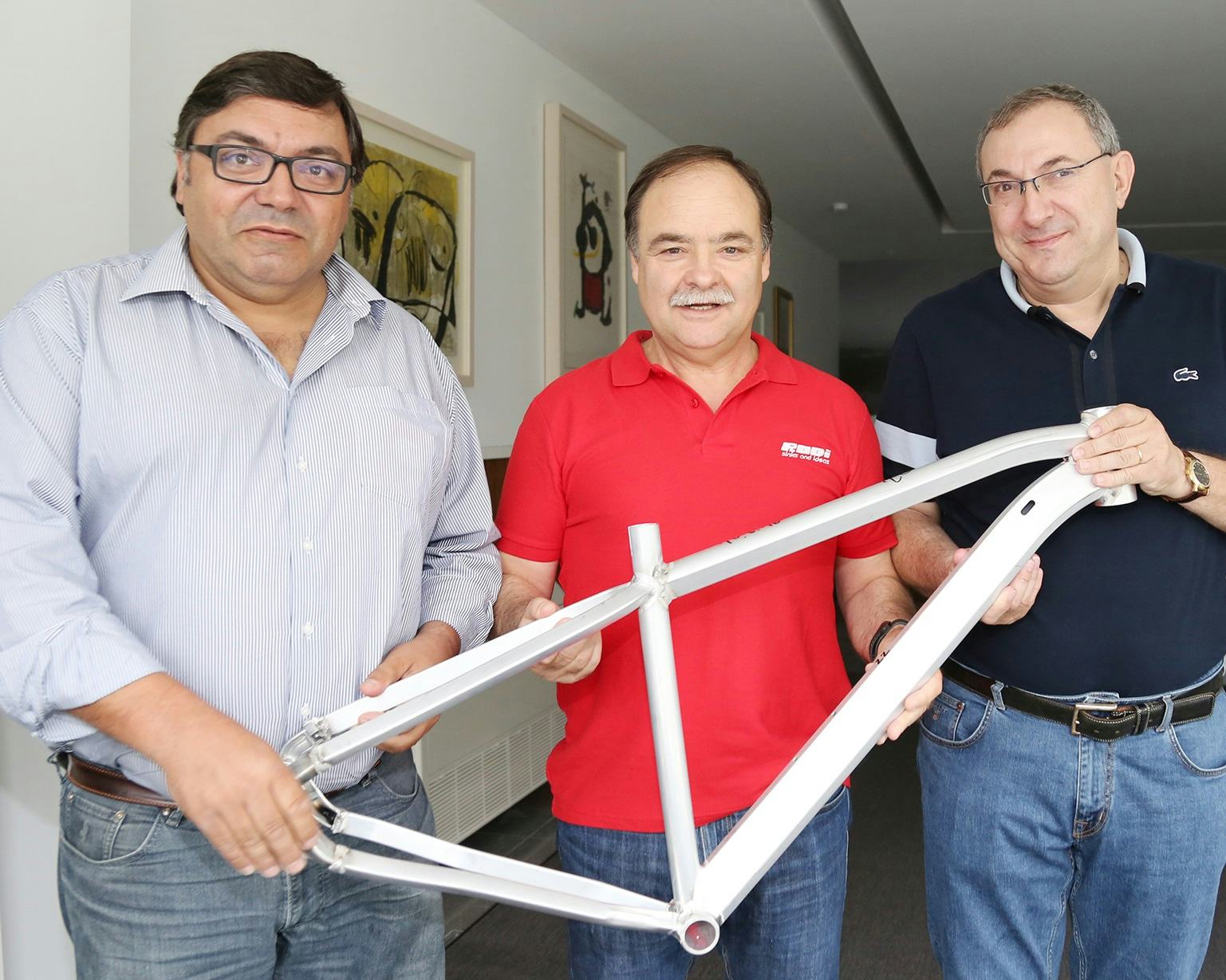 Investors in Triangle’s Cycling Equipments SA (from left) Vital Almeida (Ciclo Fapril), Armando Levi (Rodi) and João Miranda (Miranda). – Photos courtesy Wheelgiant