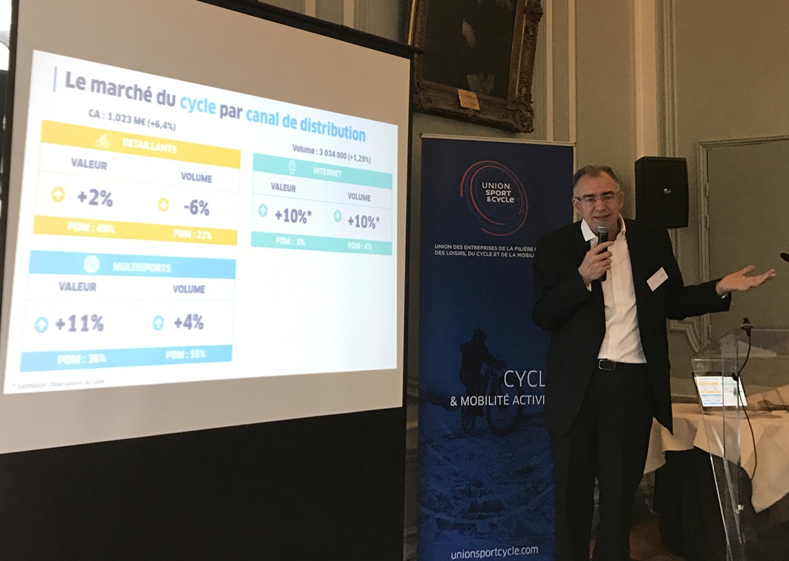 Cycleurope France執行長兼體育自行車聯合會共同主席的JérômeValentin公佈了2016年法國市場的統計數據。照片來源／Michel de Chavanon