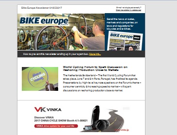 受夏季長假影響，Bike Europe中文電子報將暫停發行三週。