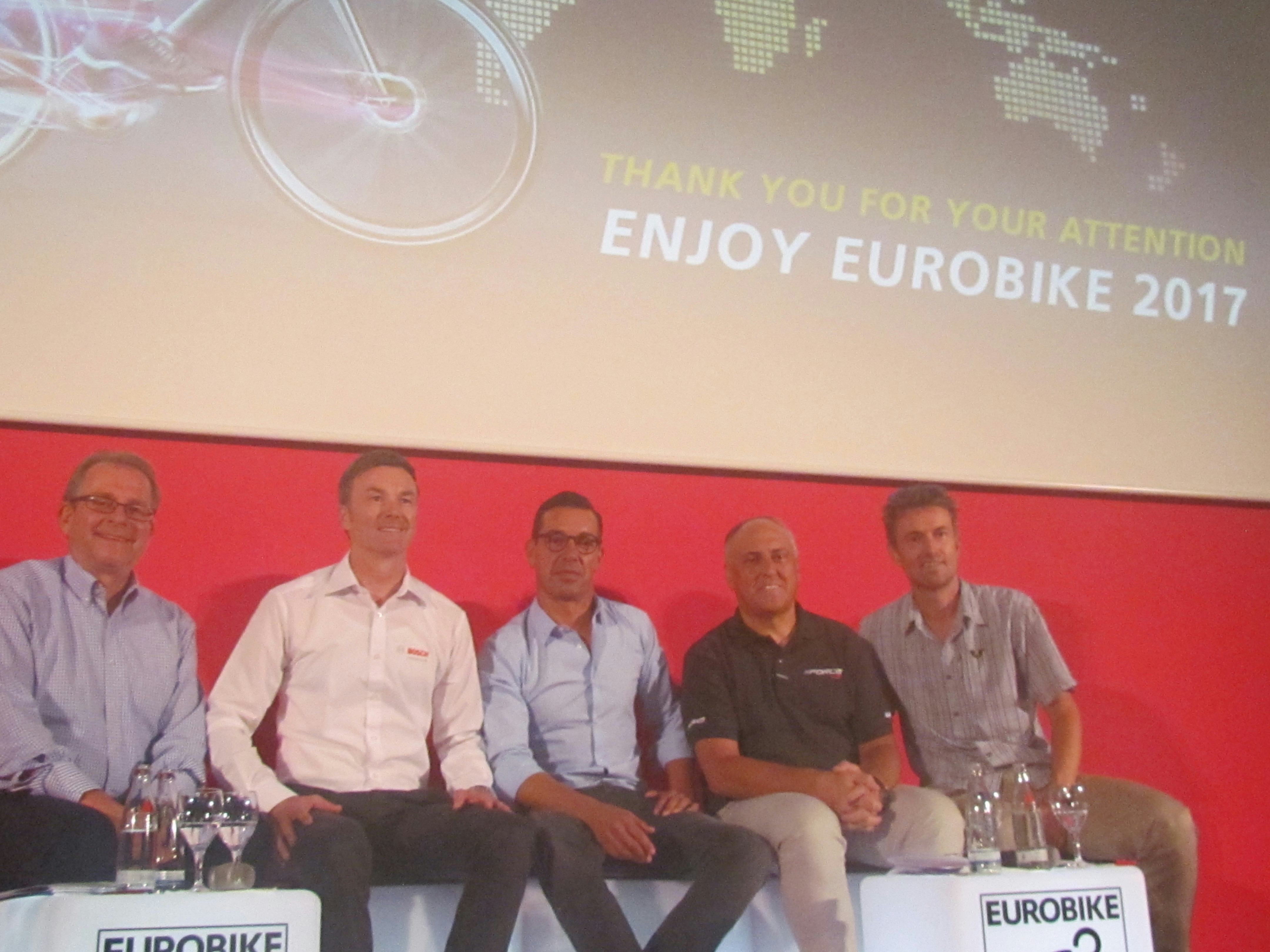 “The e-bike market share will rise to at least 65%,” said Bosch eBike Systems general manager Claus Fleischer during today’s industry panel at the opening press conference of Eurobike 2017. – Photo Bike Europe