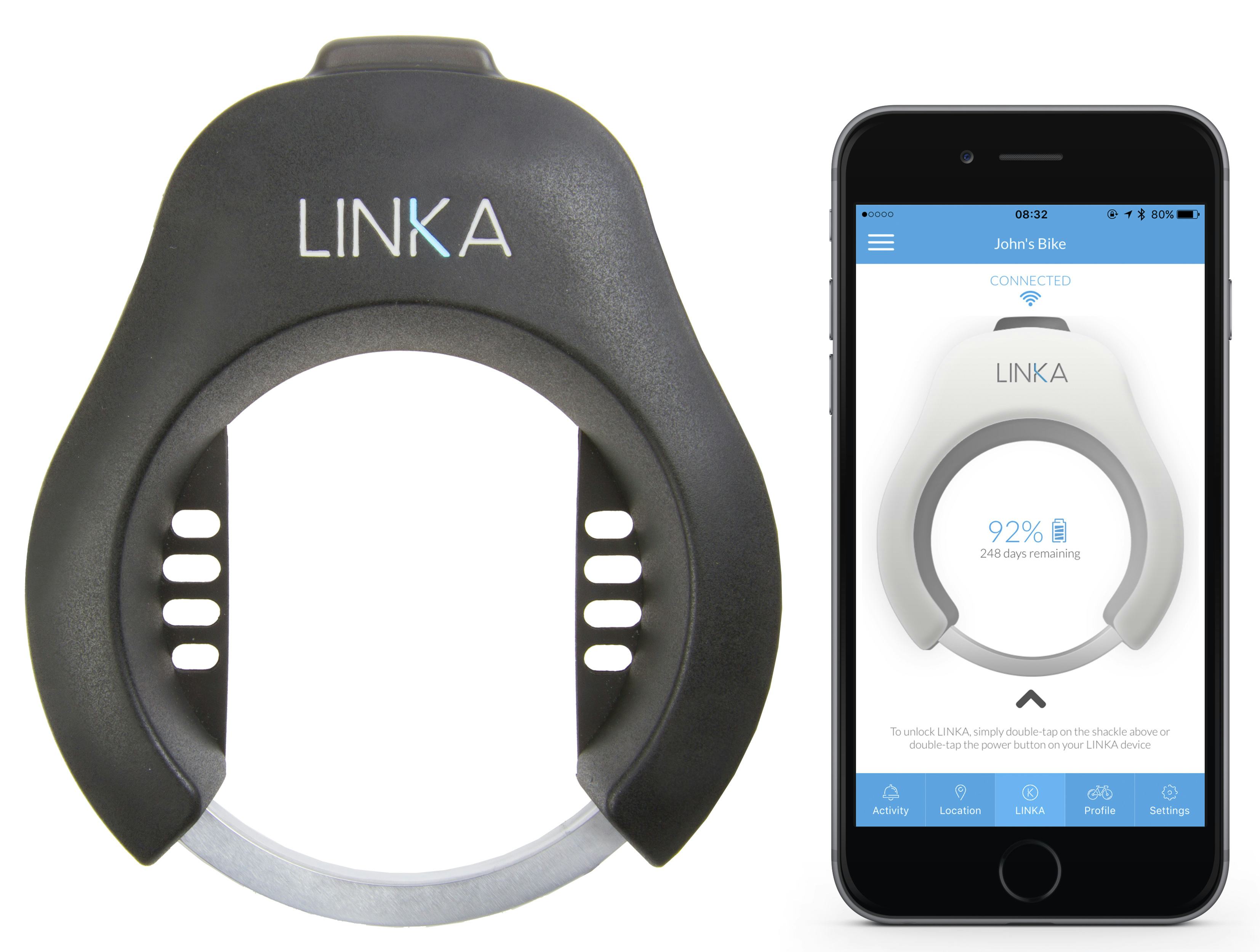The Bluetooth operated Linka lock has a 6 to 9 months battery life. – Photo Messingschlager