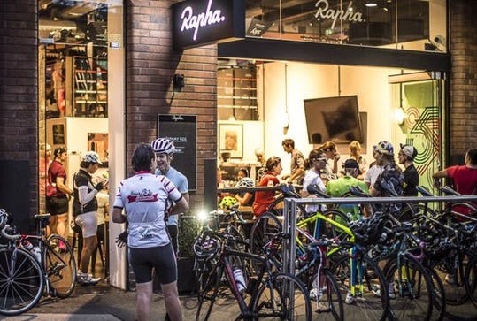 Network of Rapha Clubhouses is part of the success of this cycling wear brand. – Photo Rapha Clubhouse Melbourne