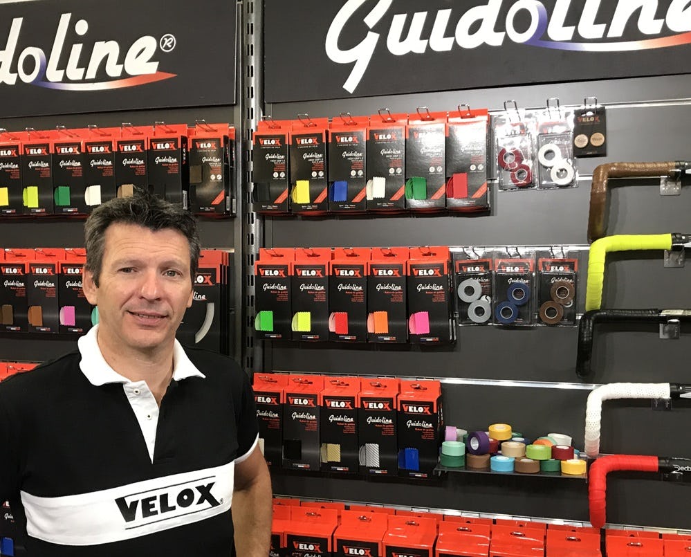 Patrick Guinard, president and CEO Velox, on his booth during the Pro Days, the French tradeshow, in Paris last July. - Michel de Chavanon 