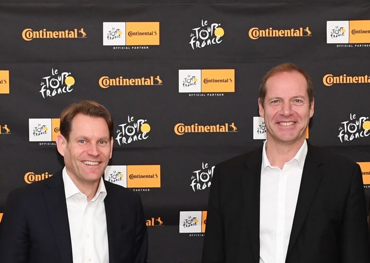 Christian Prudhomme, General Director Tour de France (right) and Nikolai Setzer, Member of the Executive Board of Continental AG. – Photo Continental 