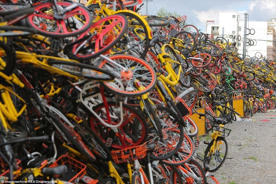 Mobike contributes to billion-dollar waste of resources. This is why ZEG regards Mobike's Environmental Award as absurd. – Photo Bike Europe 
