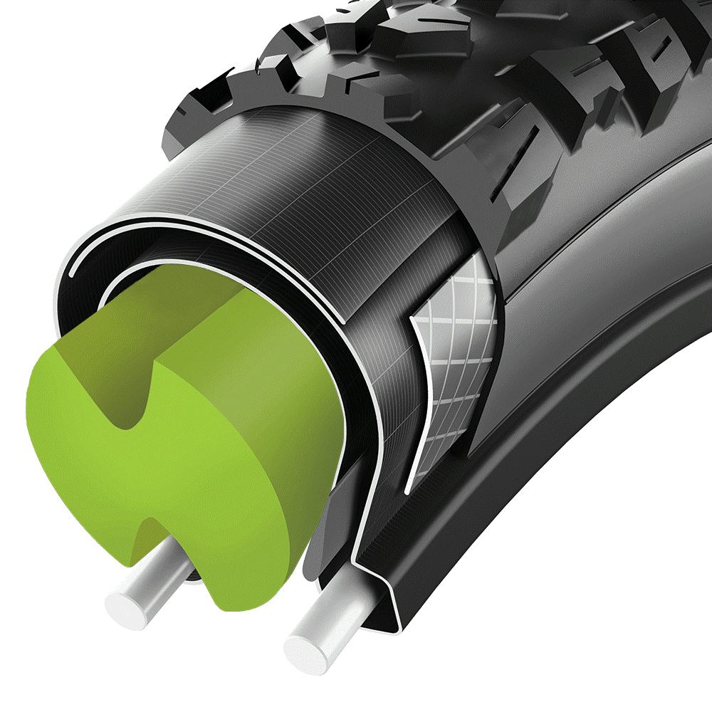 Air-Liner insert replaces air volume in Mountainbike tyres for providing a tunable system. – Photo Vittoria