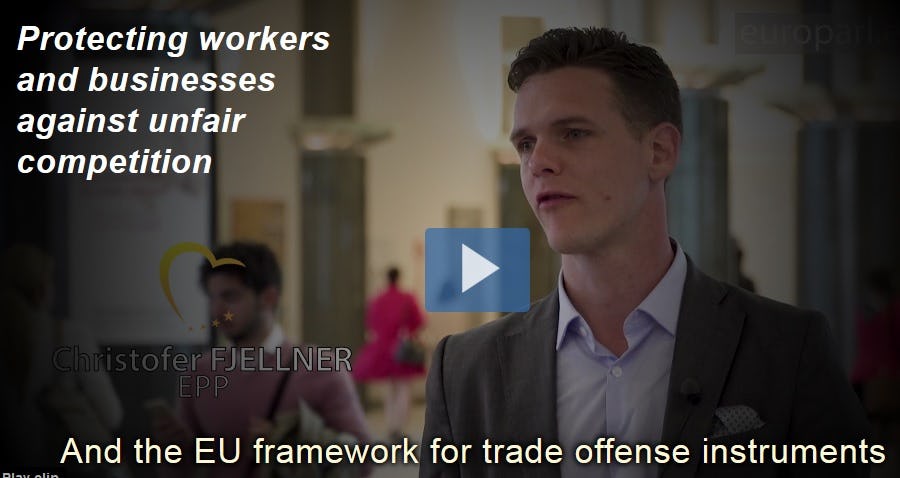 The Swedish MEP Christofer Fjellner explains in the video why anti-dumping legislation needs some changes. – Photo European Parliament