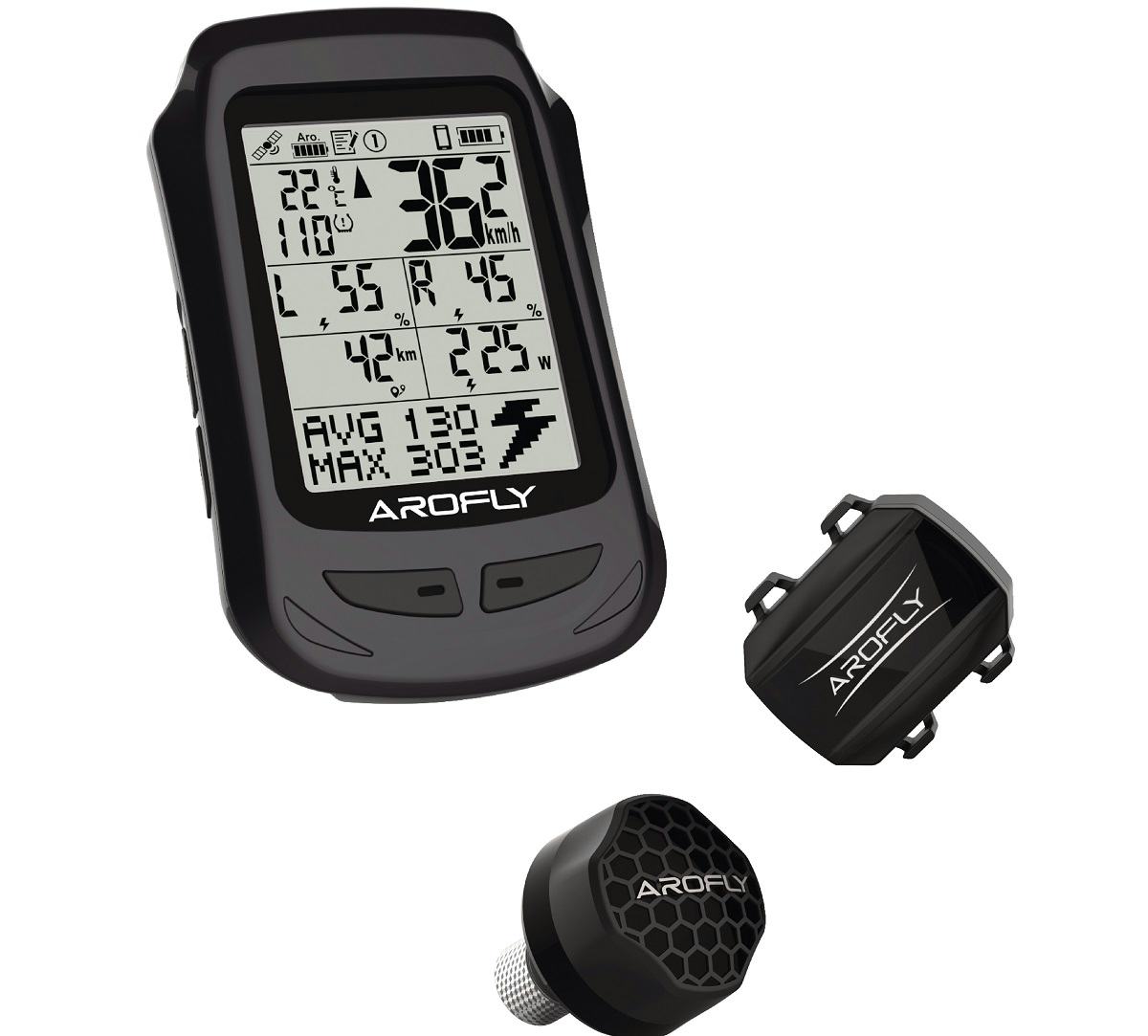 Arofly Elite includes a GPS cycle computer as well as a cadence sensor. – Photo German Eslava