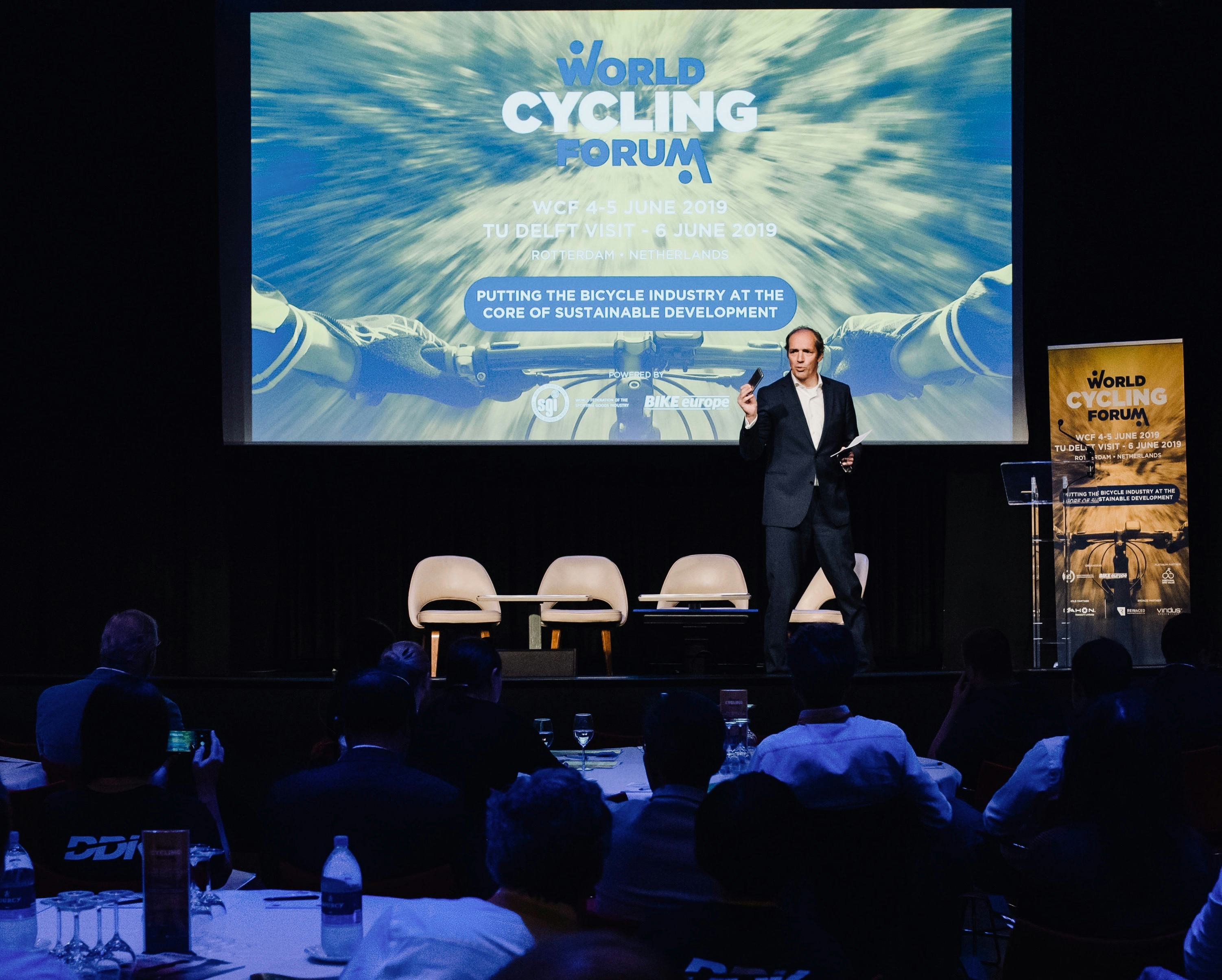 World Cycling Forum started this morning. Some 200 top managers have been welcomed aboard former cruise liner ss Rotterdam; the Forum’s maritime location. – Photo WFSGI