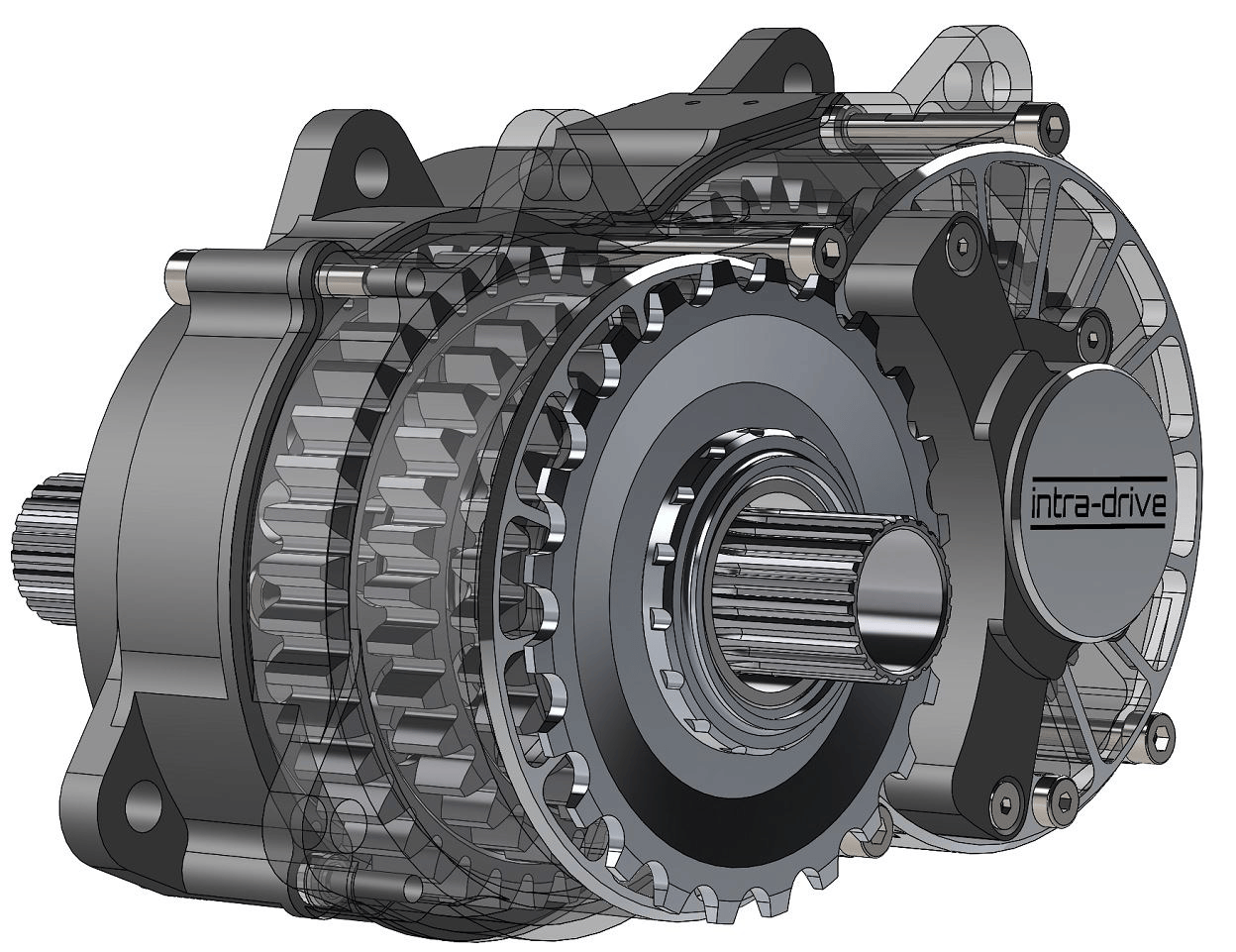 In Scotland developed drive unit features integrated electronic (wireless) shifting. Company seeks commercial partner. – Photo Intra Drive
