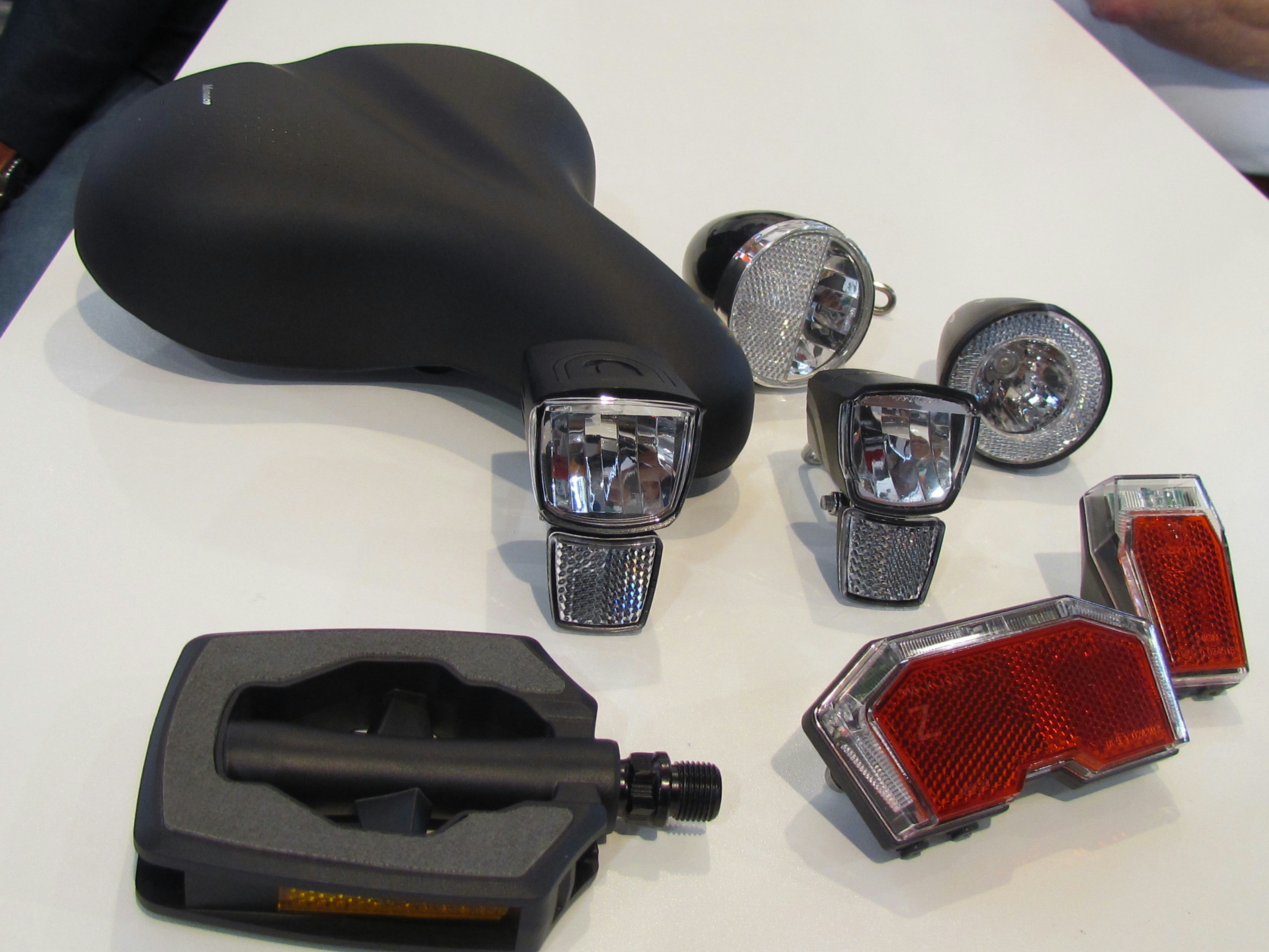 Marwi (Union) components for various e-bike categories includes saddles, pedals and lights. – Photo Bike Europe