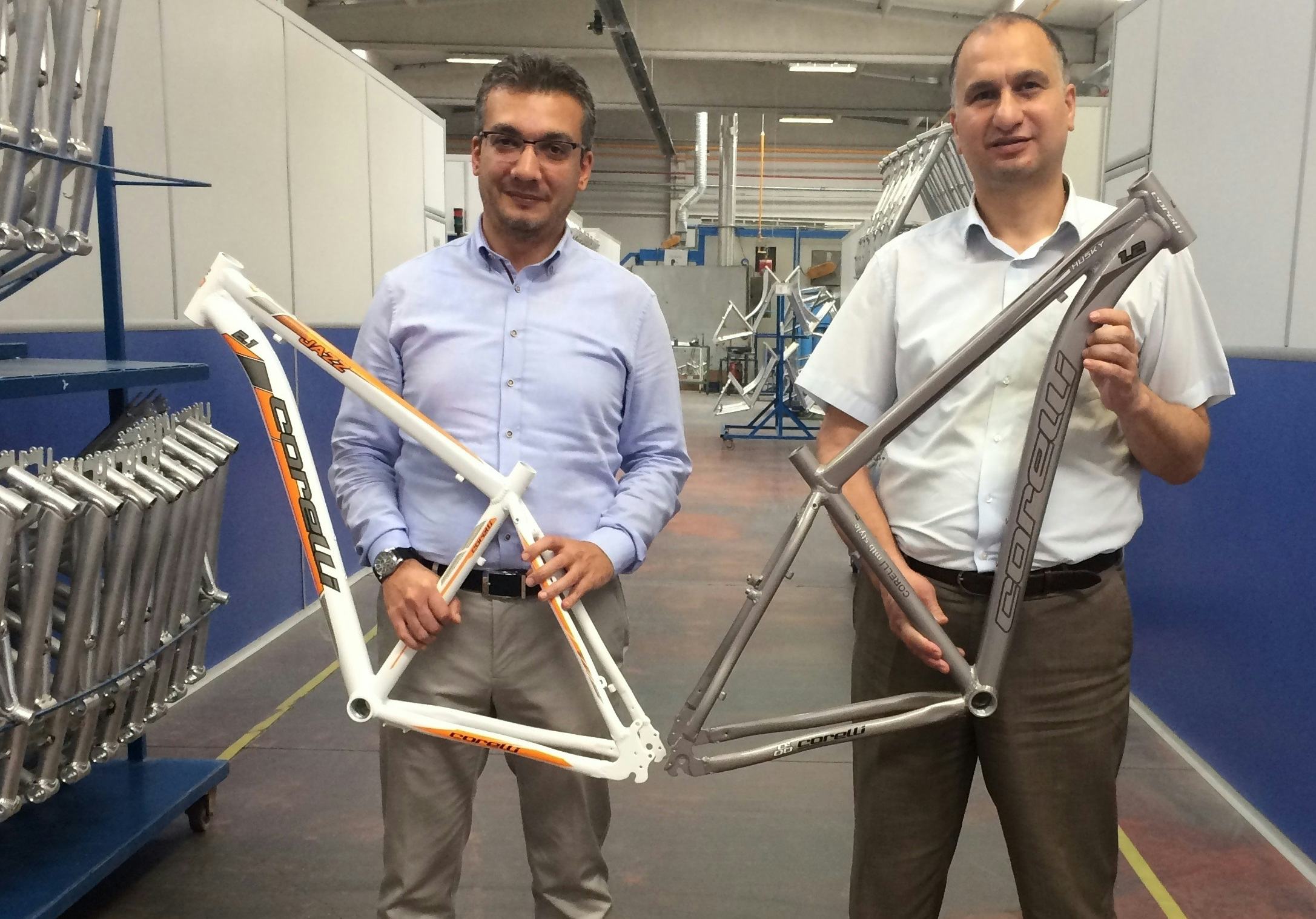 Made in Turkey alloy frames presented by Korel Vice President Serdar Korkmaz and Plant manager Hasan Ekim. – Photo Korel