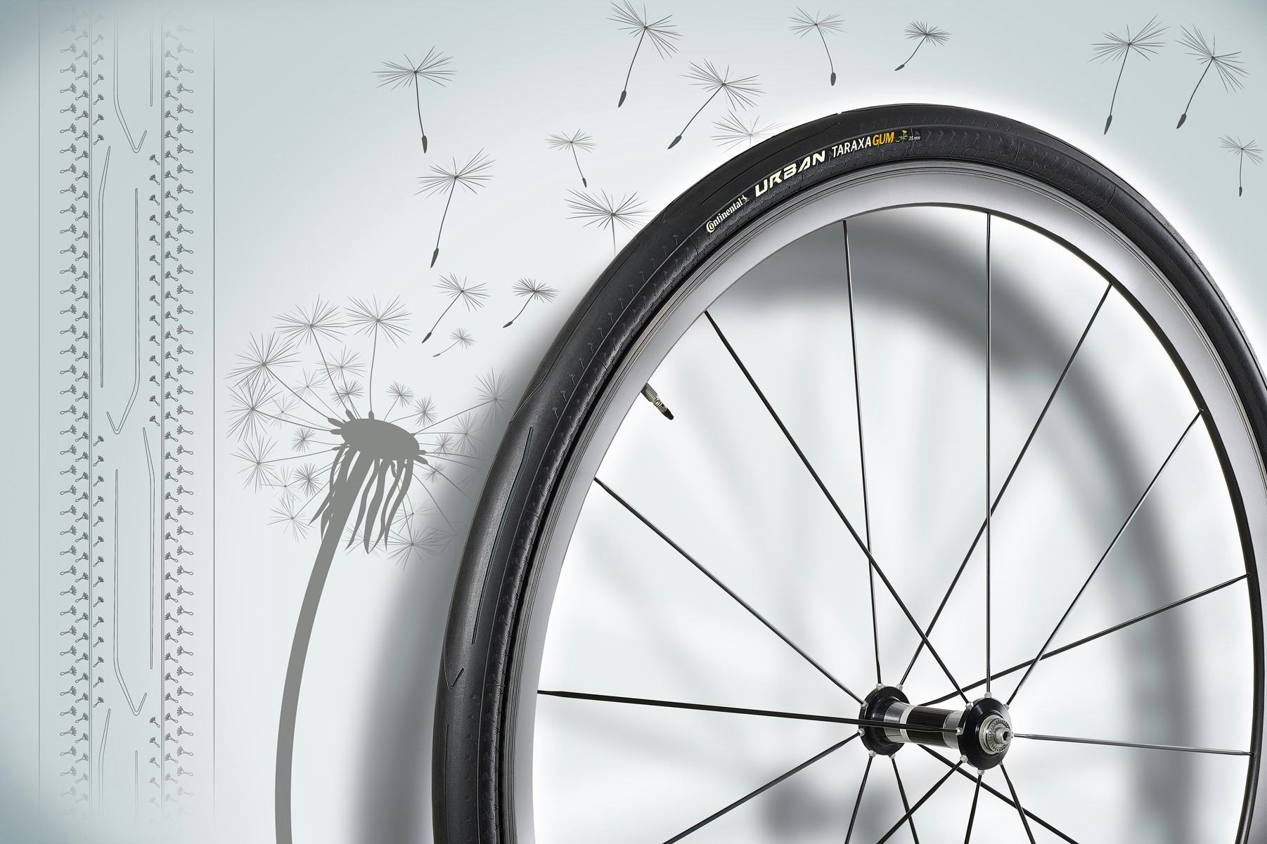 The Urban Taraxagum bicycle tire is the first production tire to be manufactured using natural rubber from the dandelion plant. - Photo Continental 