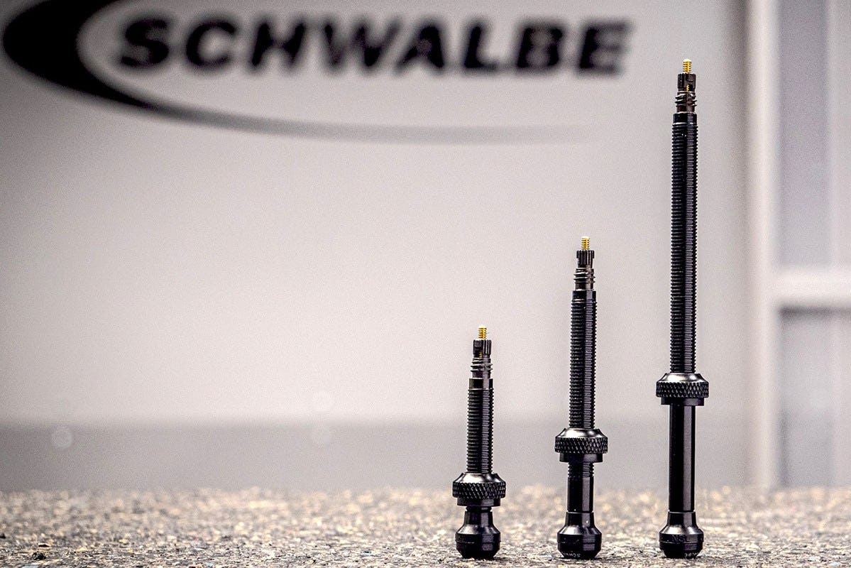 Schwalbe's new tubeless valves have a wider foot, shorter cone, Allen key socket and enlarged O-ring to facilitate assembly. - Photo Schwalbe